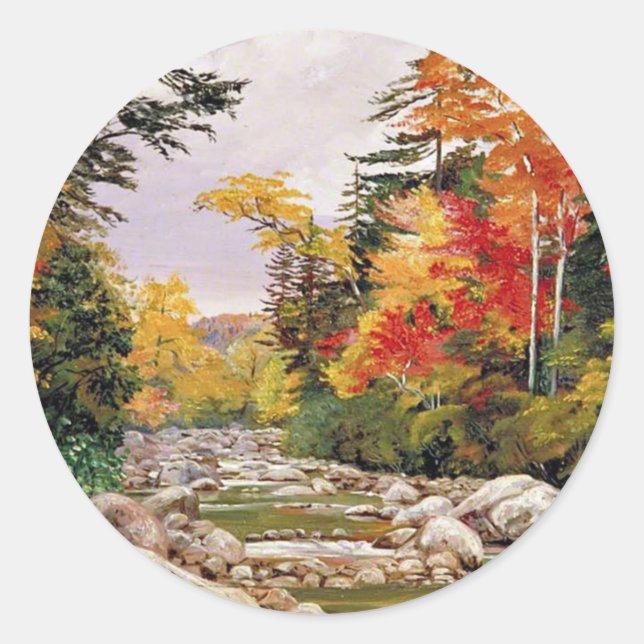 Nord - Herbststraßen, New Hampshire, Runder Aufkleber (Vorderseite)