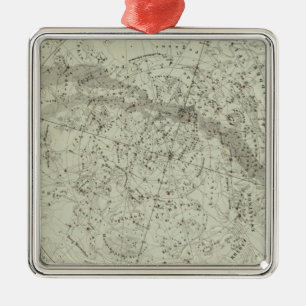 Nord Night Sky Karte Silbernes Ornament