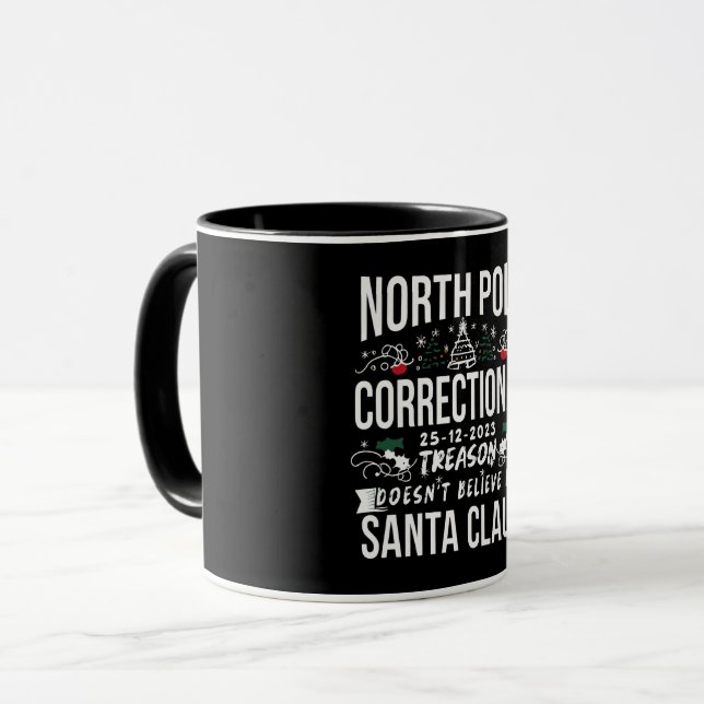 Nord Pole Korrektur Funny Xmas Familie Matching Tasse (Vorderseite Links)
