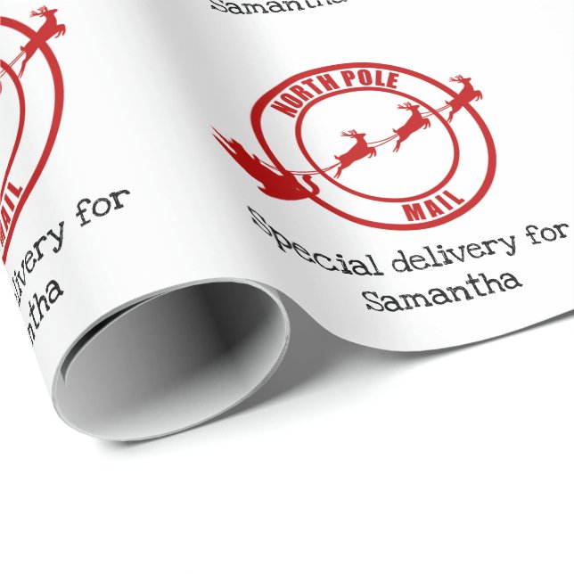 Nord-Pole-Santa-Mail-Rentiere Weihnachten Geschenkpapier (Rolleneckpunkt)