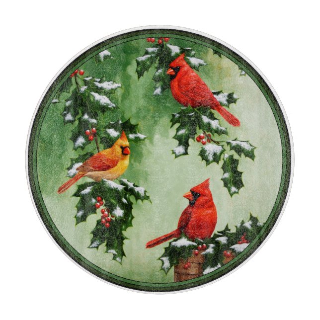 Nord-Rote Kardinal und Holly Schneidebrett (Vorderseite)