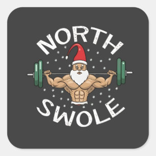 Nord Swole Lustiger Muskel Weihnachtsmann Weihnach Quadratischer Aufkleber