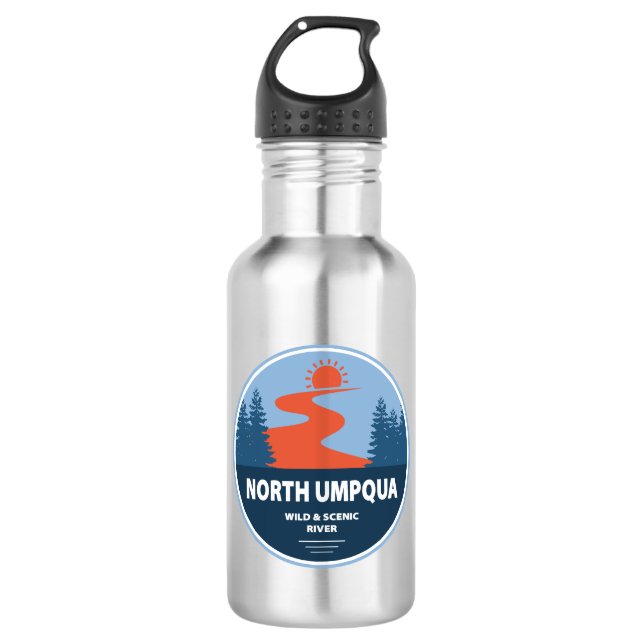 Nord-Umpqua Wild und Landschaftlicher Fluss Oregon Edelstahlflasche (Vorderseite)