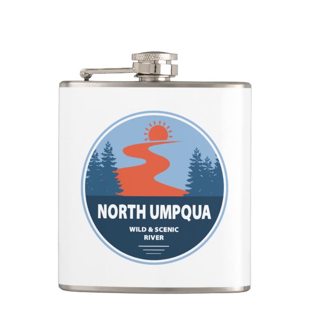 Nord-Umpqua Wild und Landschaftlicher Fluss Oregon Flachmann (Vorderseite)