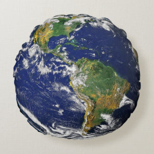 Nord- und Südamerika-Erdglobe Rundes Kissen