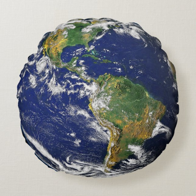 Nord- und Südamerika-Erdglobe Rundes Kissen (Vorderseite)