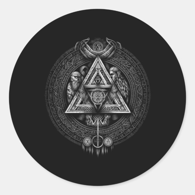 Nord-Valhalla-Norse-Mythologie Runder Aufkleber (Vorderseite)
