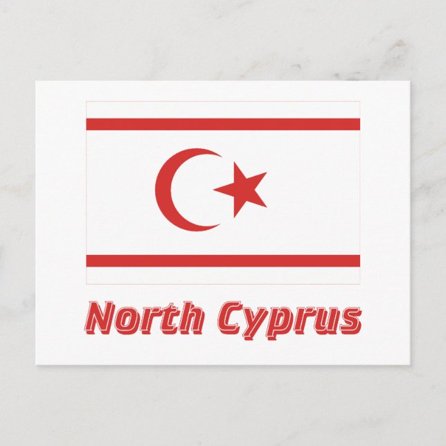 Nord-Zypern-Flagge mit Name Postkarte (Vorderseite)
