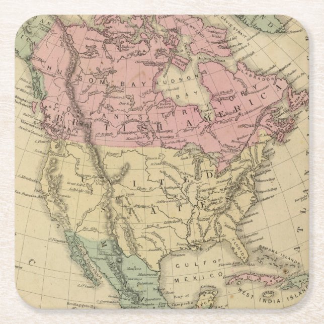 Nordamerika 6 rechteckiger pappuntersetzer (Vorderseite)