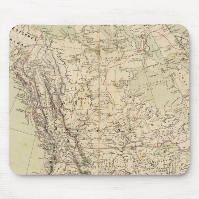 Nordamerika Atlas Karte mit indischen Stämmen Mousepad (Vorne)