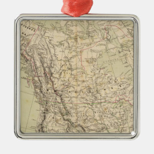 Nordamerika Atlas Karte mit indischen Stämmen Ornament Aus Metall