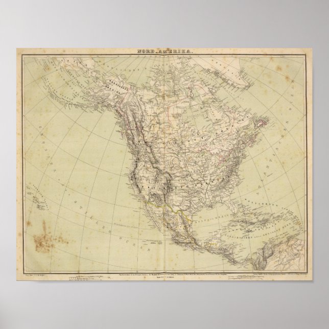 Nordamerika Atlas Karte mit indischen Stämmen Poster (Vorne)