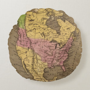Nordamerika-Handfarbiger Atlas-Karte Rundes Kissen