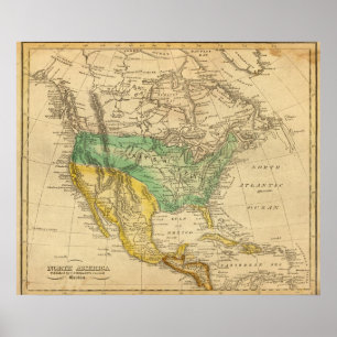 Nordamerika-Karte von Worcester Poster