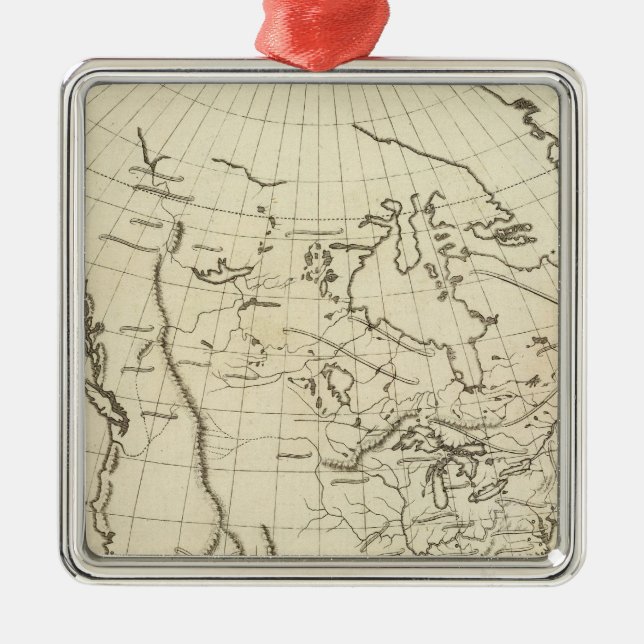 Nordamerika-Konturkarte Silbernes Ornament (Vorne)