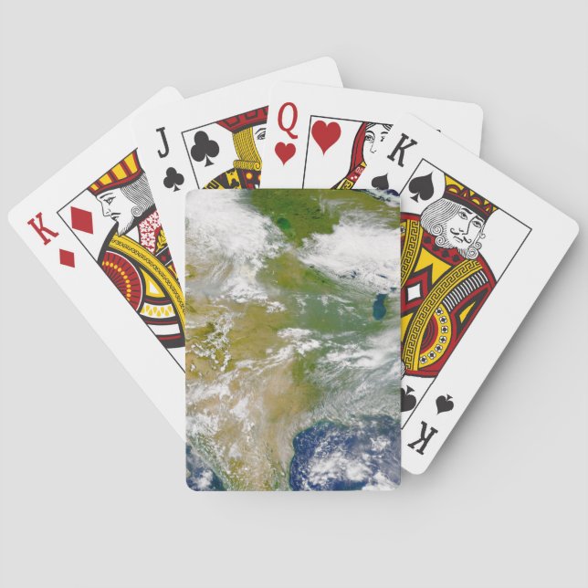 Nordamerika mit Rauch an Orten sichtbar. Spielkarten (Rückseite)