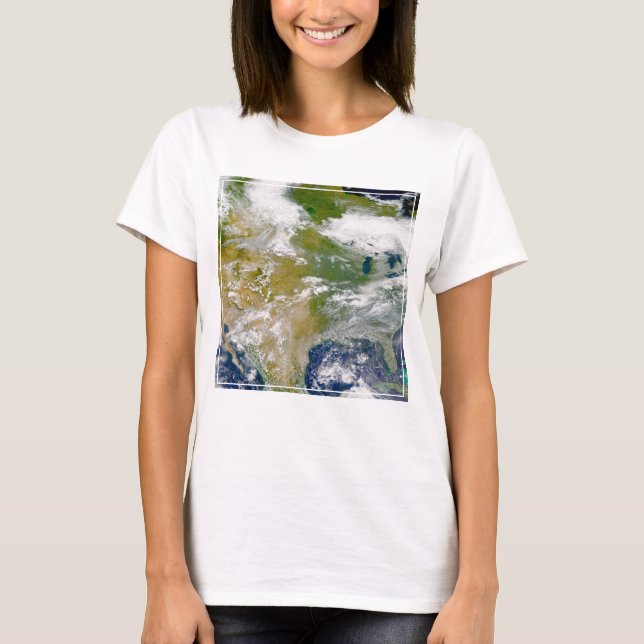 Nordamerika mit Rauch an Orten sichtbar. T-Shirt (Vorderseite)