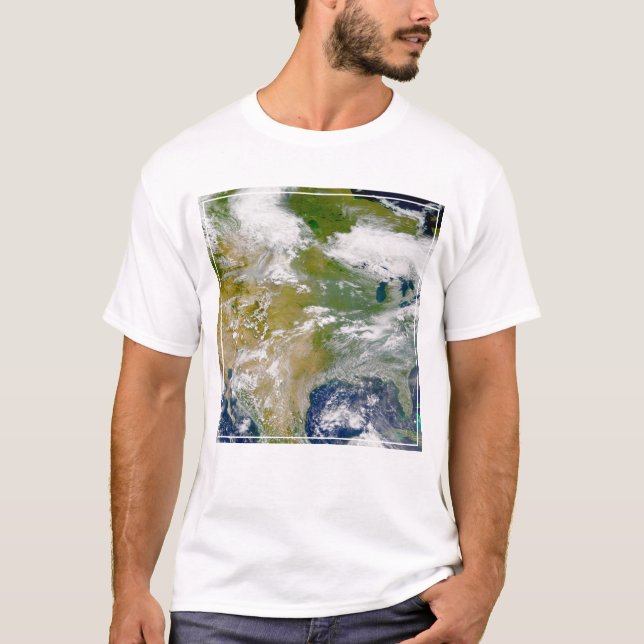 Nordamerika mit Rauch an Orten sichtbar. T-Shirt (Vorderseite)