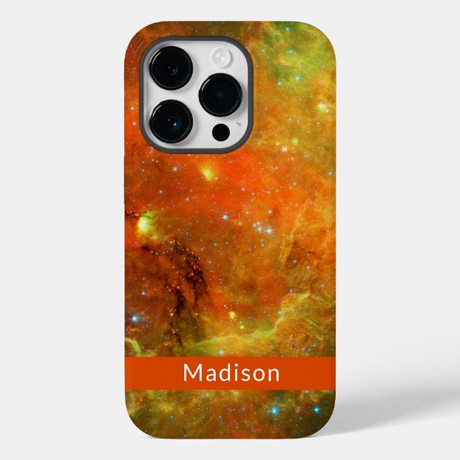 Nordamerika Nebula Orange Green Ihr Name Case-Mate iPhone 14 Pro Hülle (Rückseite)