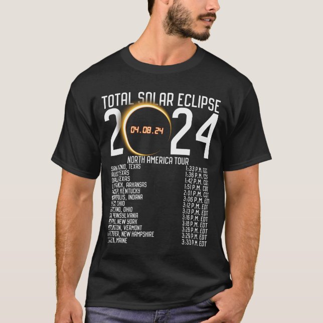 Nordamerika Tour 2024 Totality Solar Eclipse T-Shirt (Vorderseite)