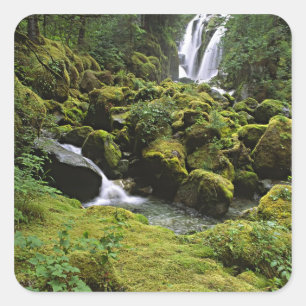 Nordamerika, USA, Alaska. Ein Wasserfall und Quadratischer Aufkleber