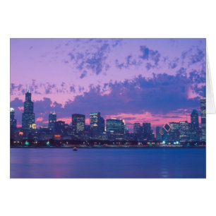 Nordamerika, USA, IL. Chicago Skyline bei Dämmerun