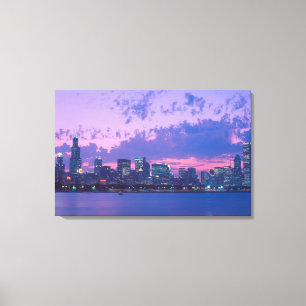 Nordamerika, USA, IL. Chicago Skyline bei Dämmerun Leinwanddruck