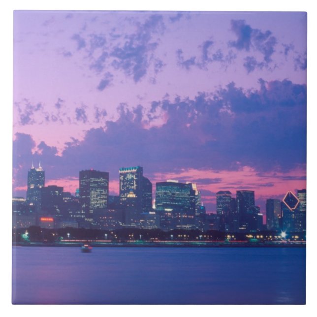 Nordamerika, USA, IL. Chicagoer Skyline bei Dämmer Fliese (Vorderseite)
