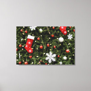 Nordamerika. Weihnachtsdekorationen auf Baum. 2 Leinwanddruck