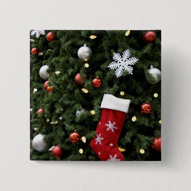 Nordamerika. Weihnachtsdekorationen auf Baum. 5 Button (Vorderseite)