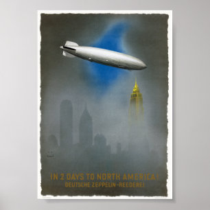 Nordamerika Zeppelin Vintage Poster 1937