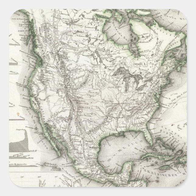 Nordamerikanische Flüsse und Berge Quadratischer Aufkleber (Vorderseite)