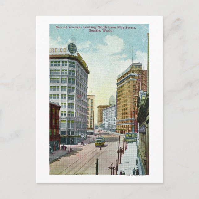 Nordansicht der Second Ave von der Pike Street Postkarte (Vorderseite)