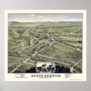 NordBerwick, ICH panoramische Karte - 1877 Poster