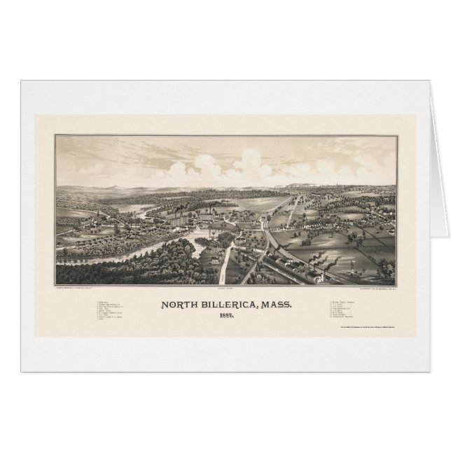 NordBillerica, panoramische Karte MAs - 1887 (Vorderseite (Horizontal))
