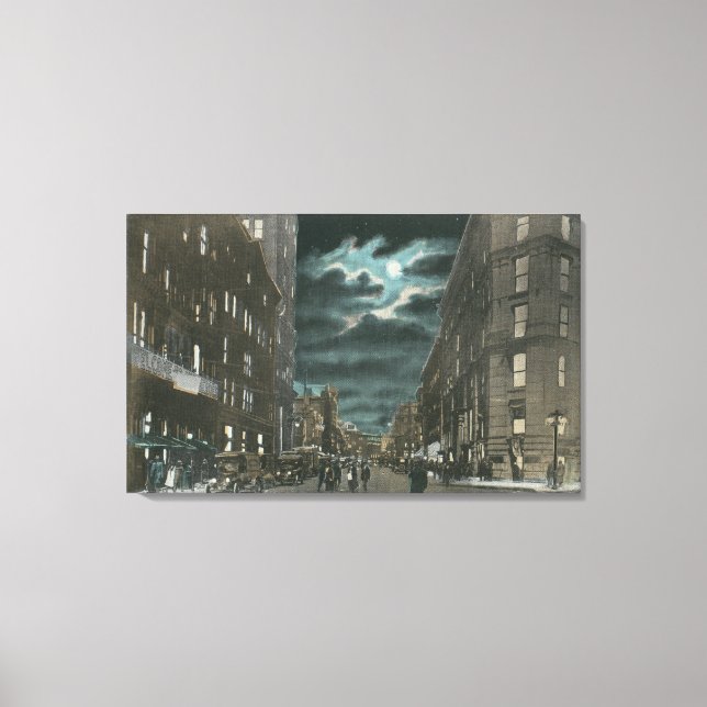 Nordblick auf die Chenango-Straße in der Nacht Leinwanddruck (Vorderseite)