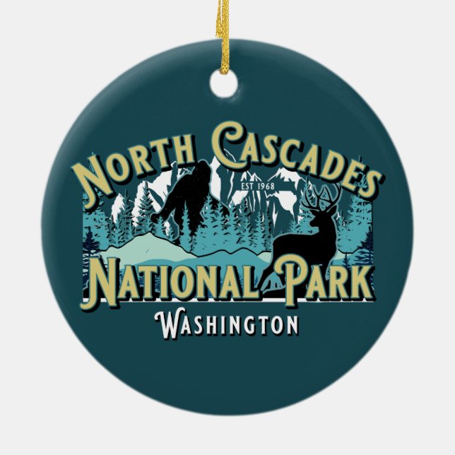 NORDCASCADES NATIONALPARK FERIENWOHNUNG HALTEN KERAMIK ORNAMENT (Hinten)