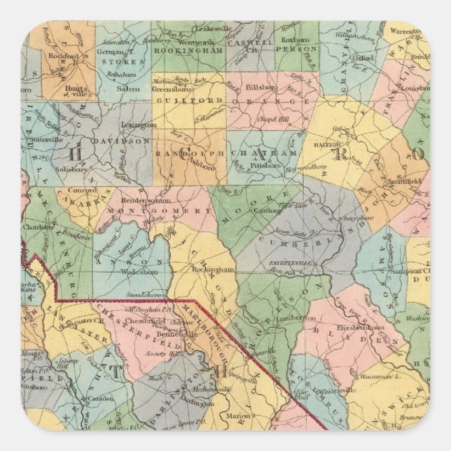 Norden und South Carolina 6 Quadratischer Aufkleber (Vorderseite)
