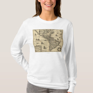 Norden und Südamerika - panoramische Karte T-Shirt