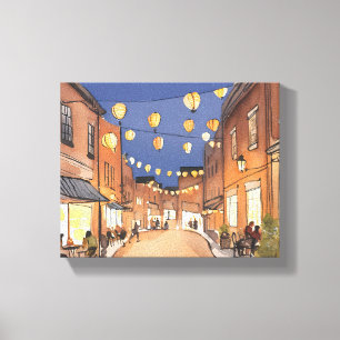 Nordend Italienisches Viertel Boston MA Aquarell Leinwanddruck