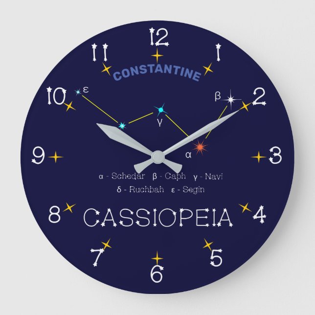 Nordhalbkugel Konstellation Kassioipeia Große Wanduhr (Vorderseite)