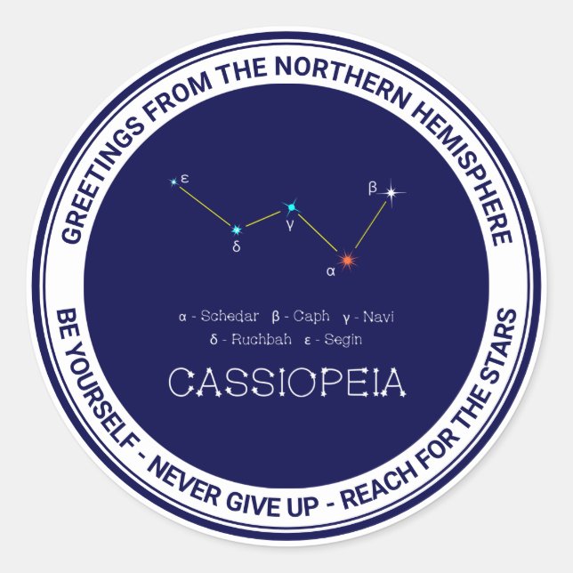 Nordhalbkugel Konstellation Kassioipeia Runder Aufkleber (Vorderseite)