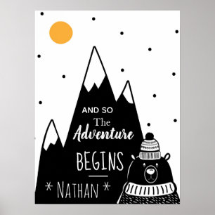 Nordic Bear Mountain Adventure fängt Personalisier Poster