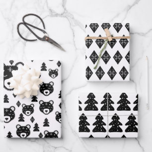 Nordic Bear Weihnachtswrapping Paper Set 3 Geschenkpapier Set