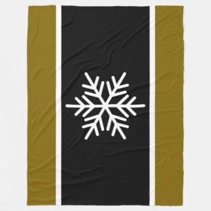 Nordic Black Golden Brown White Stripes Snowflake Fleecedecke