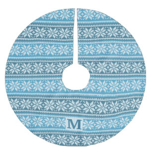 Nordic Blue Snowflake Imitats Strick Sweater Monog Polyester Weihnachtsbaumdecke