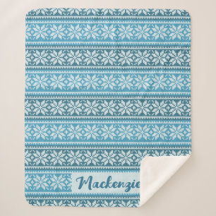 Nordic Blue Snowflake Strick Sweater Personalisier Sherpadecke