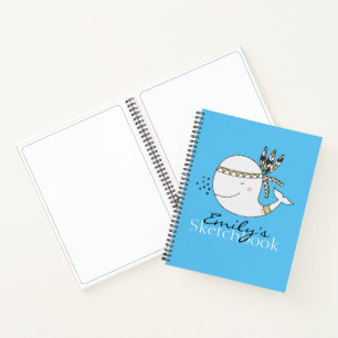 Nordic Boho Whale Personalisiert Sketch Notizbuch