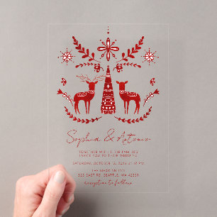 Nordic Buck und Doe Woodland Winter Wedding Acryleinladungen