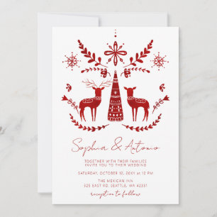 Nordic Buck und Doe Woodland Winter Wedding Einladung